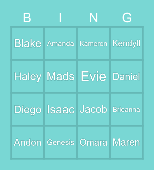 Practicum in Marketing Class Bingo Card