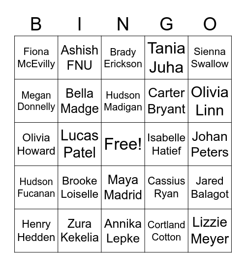 Period 6 Bingo! Bingo Card