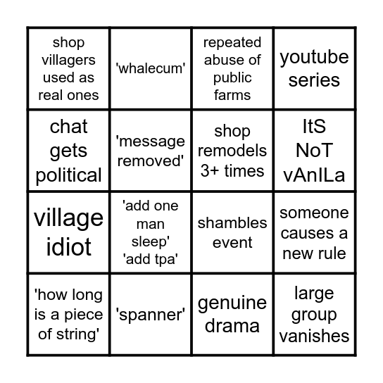 TWS Long-game Bingo Card