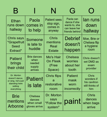 Mint 32 Dentistry Bingo Card