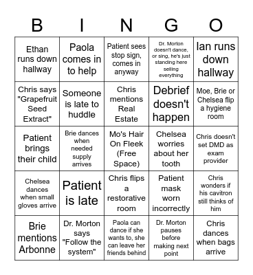 Mint 32 Dentistry Bingo Card