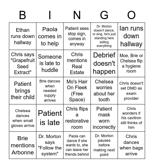 Mint 32 Dentistry Bingo Card