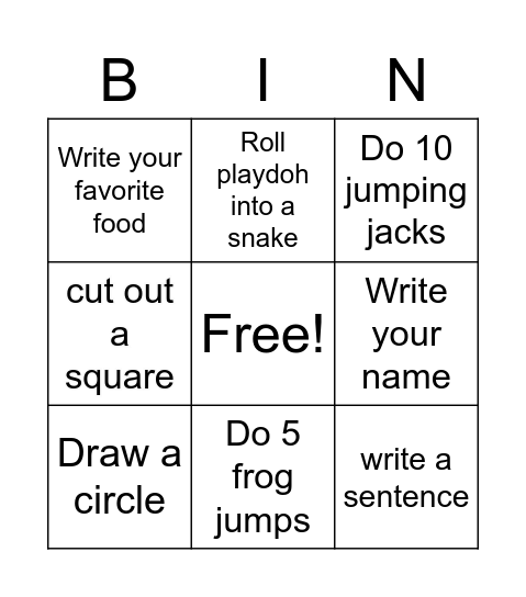 OT bingo Card