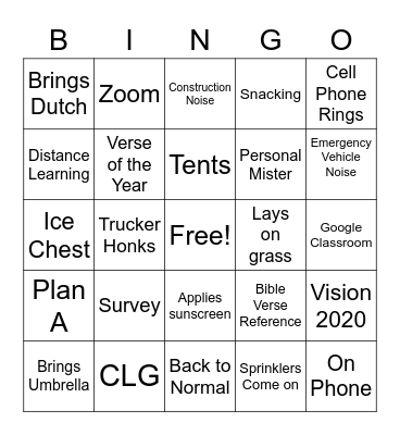 WC Staff Inservice Bingo Card