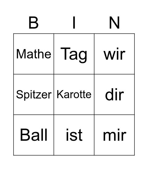 Long vowel sounds Bingo Card