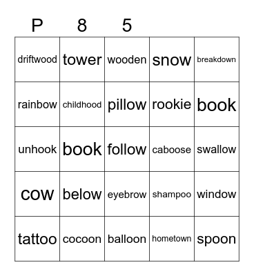 Purple 85 Bingo Card