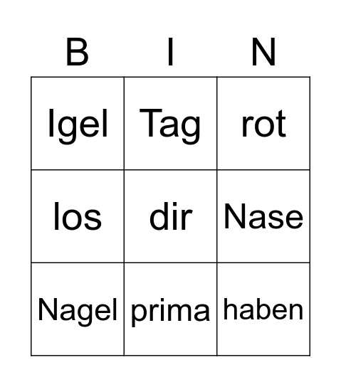 Long vowel  sounds Bingo Card