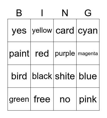 test Bingo Card