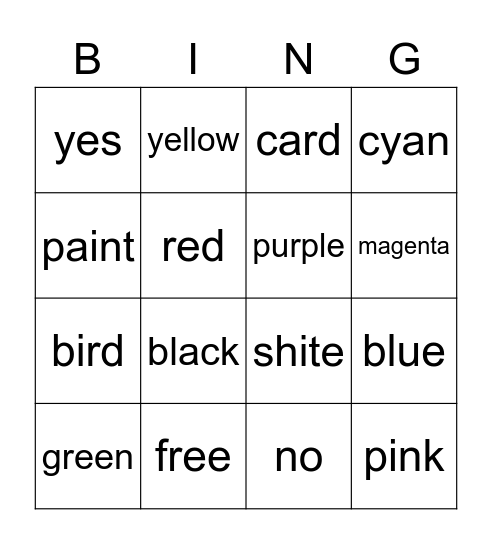 test Bingo Card