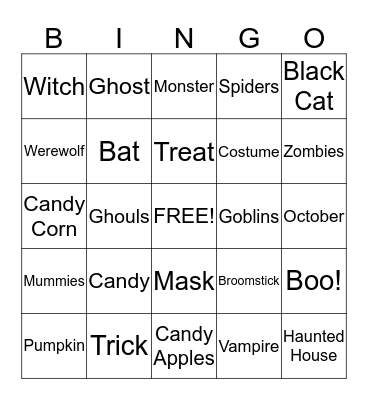 Halloween Fun Bingo Card