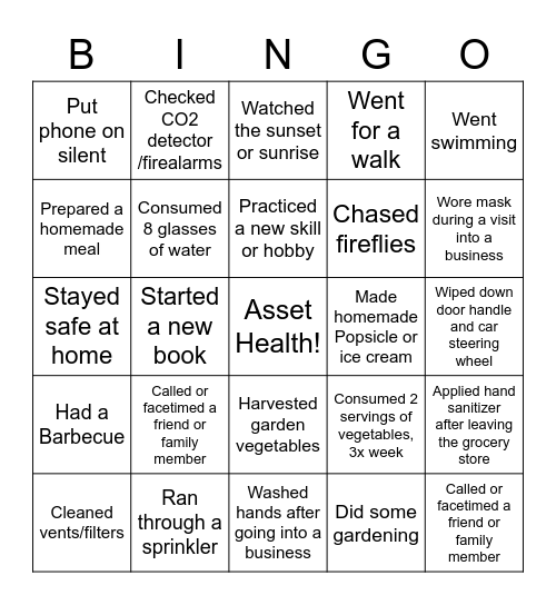 Asset Health Chris Duncan Bingo Card