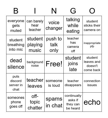 Webex Call Bingo Card