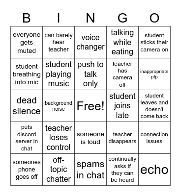 Webex Call Bingo Card