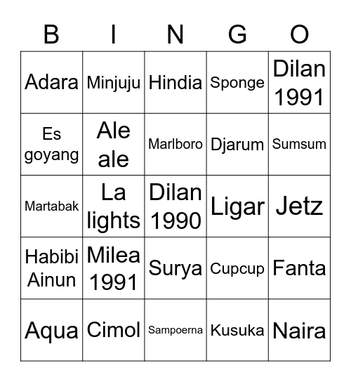 MINJUJU BINGO Card