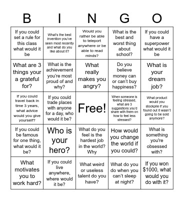 Getting to Know You Bingo Card