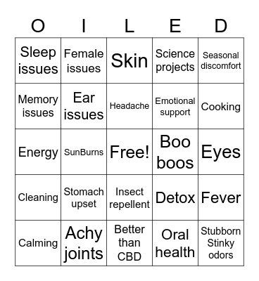 I've got an oil for that! Bingo Card