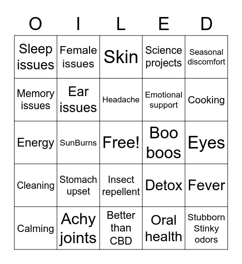 I've got an oil for that! Bingo Card
