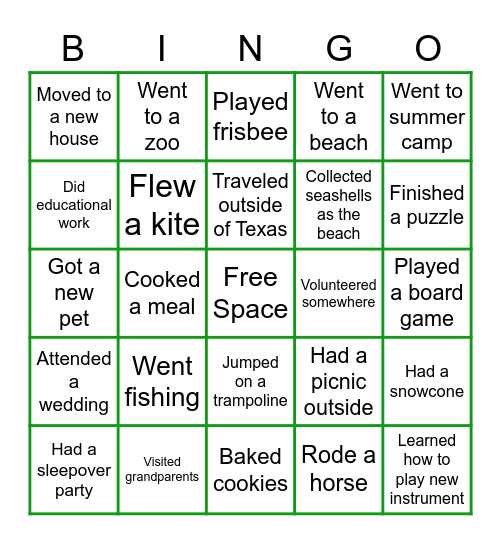 Back to School Bingo Card