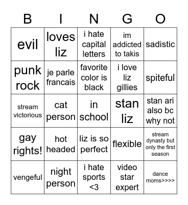 lily Bingo Card
