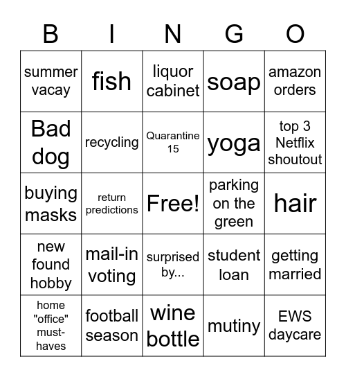 Chatty Bingo Card