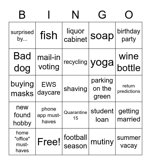 Chatty Bingo Card