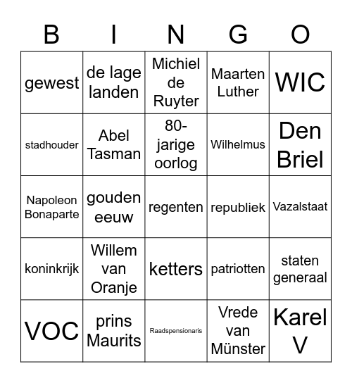 Nederland wordt Nederland Bingo Card