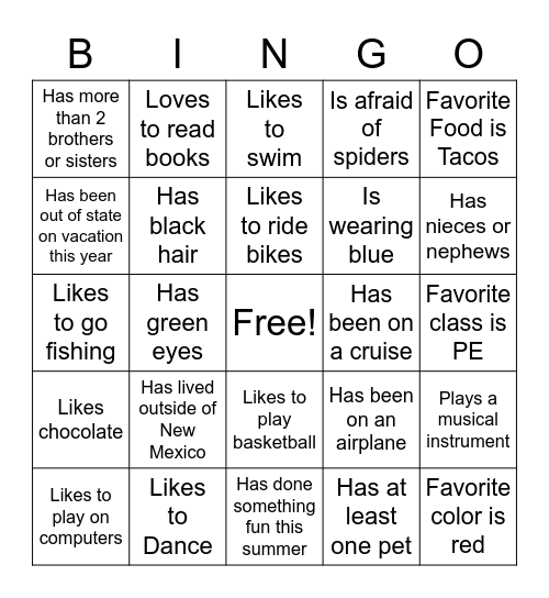 TREASURE HUNT BINGO Card