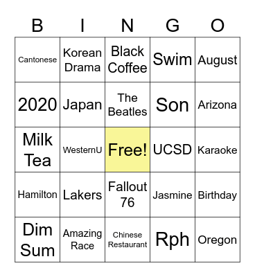 Birthday Bingo Card