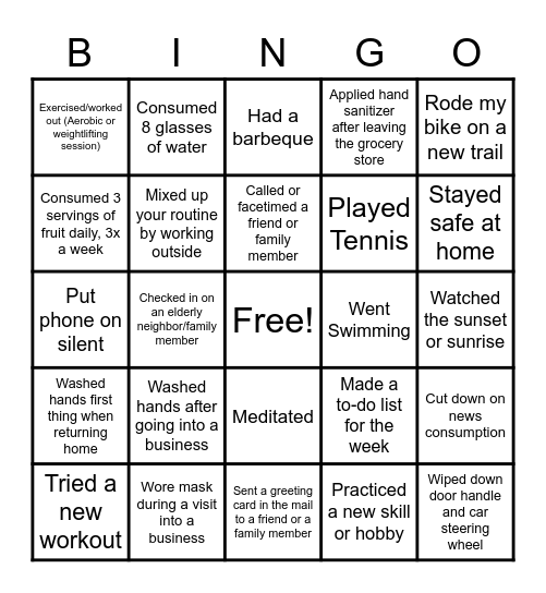 D Grant Bingo Card