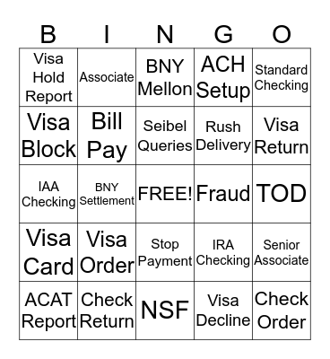 Client Account Services Bingo Card