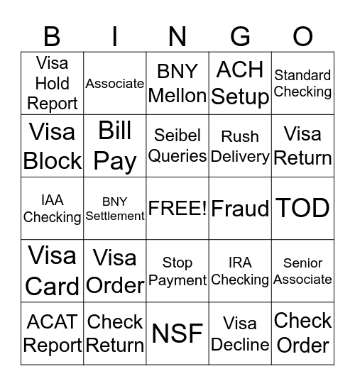 Client Account Services Bingo Card