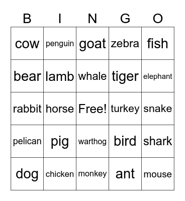 SSG Bingo Card
