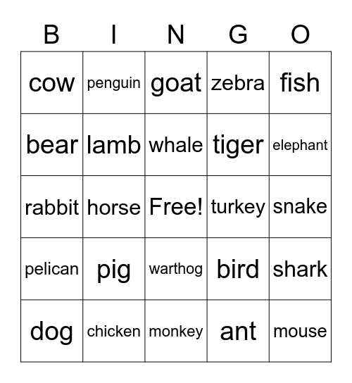 SSG Bingo Card