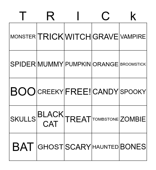 HAPPY HALLOWEEN Bingo Card