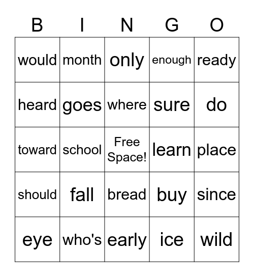 PLUS Sight Words Lesson 36-40 Bingo Card