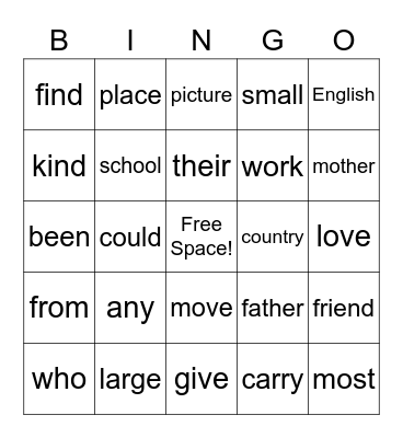 PLUS Sight Words Lesson 21-25 Bingo Card