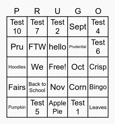 Fall Appreciation Prugo Bingo Card