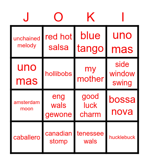 JOKI-DANCERS Bingo Card