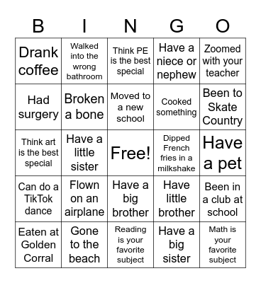 Get to Know You BINGO Card