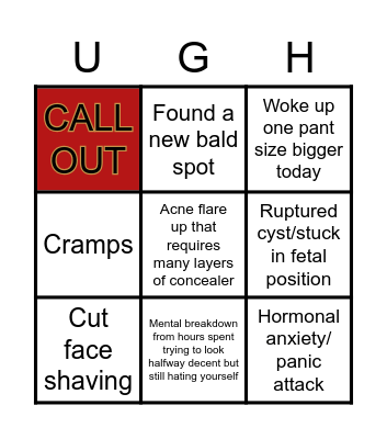 PCOS Late for work Bingo Card