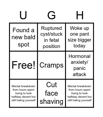 PCOS Late for work Bingo Card