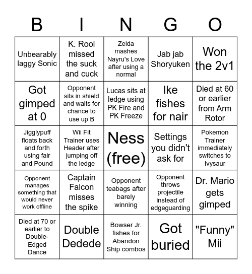 Smash Online Bingo Card