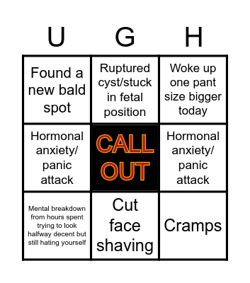PCOS Late for work Bingo Card