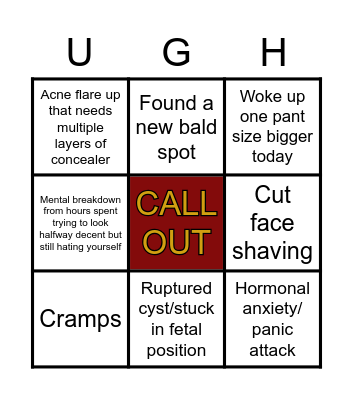PCOS Late for work Bingo Card