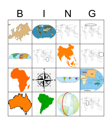 Continents and Oceans Bingo Card