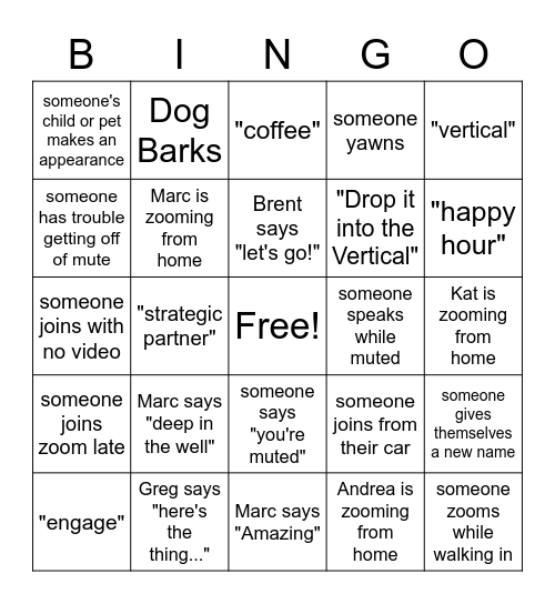 Simco Bingo Card