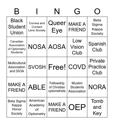 BLINDSPOT Bingo Card