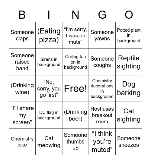 GSOC Virtual BBQ Bingo Card
