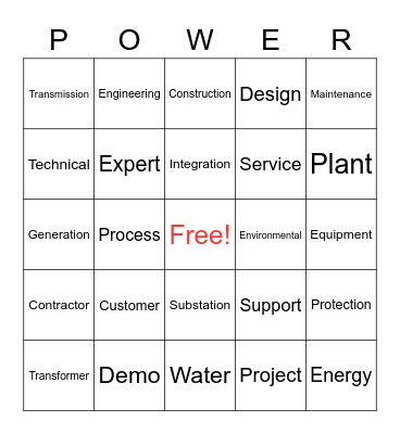 T&PS POWER Bingo Card