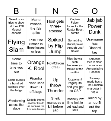 Smash Ultimate Online Bingo 3 Bingo Card